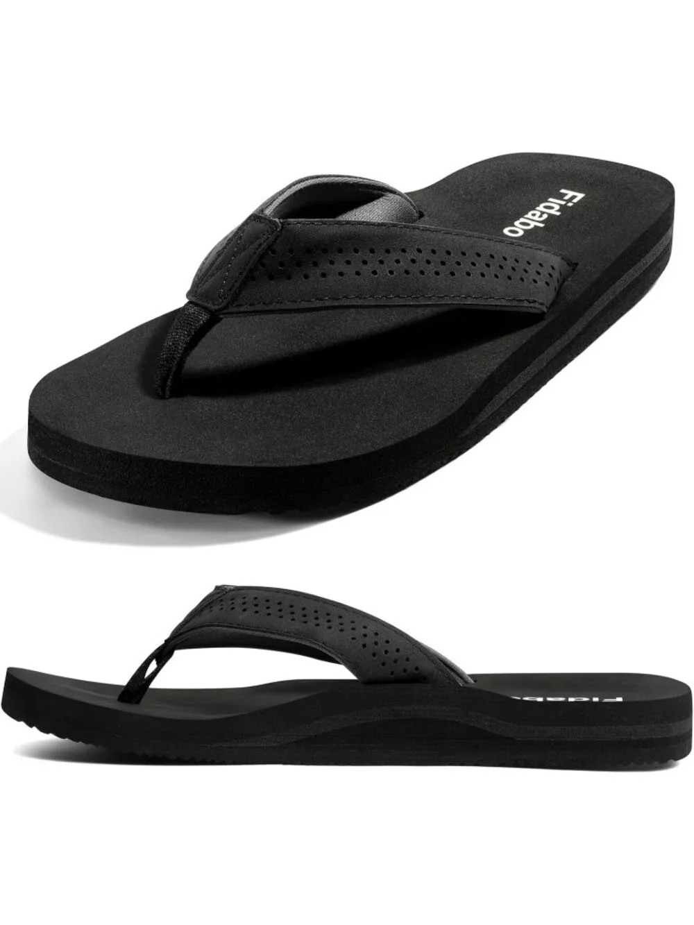 Men's Black Flip Flops With Arch Support Comfortable Yoga Mat Sandals Casual